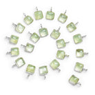 6mm Silver Bezeled Prehnite Cushion Pendant 1 Bead - The Bead Traders