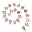 6mm Silver Bezeled Strawberry Quartz Cushion Pendant 1 Bead - The Bead Traders