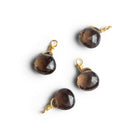 6mm Smoky Quartz Wire - Wrapped Heart Pendants 4 beads - The Bead Traders