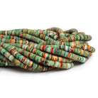 6mm Spiny Oyster & Turquoise Heishis 1mm Large Drill Hole 16 inch 250 beads - The Bead Traders