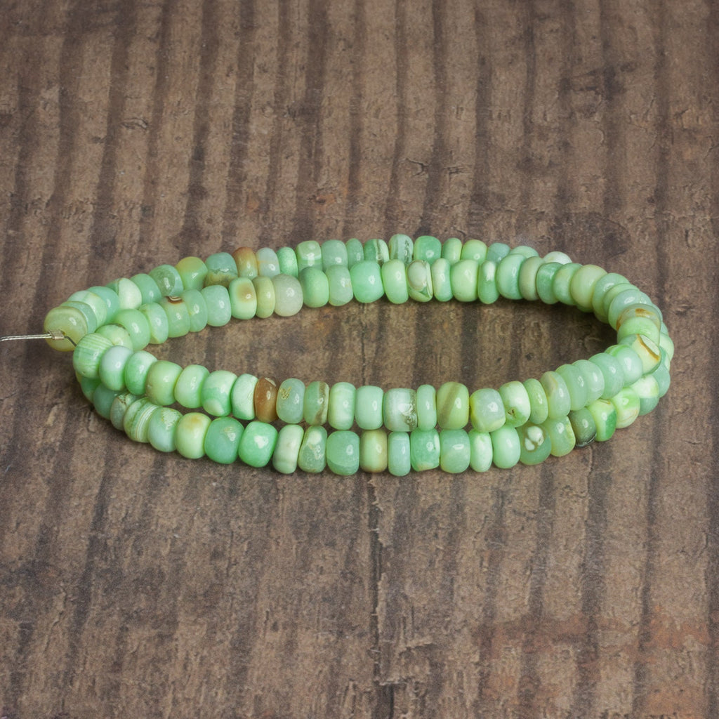 6mm Spring Green Opal Plain Rondelles 16 inch 100 beads - The Bead Traders