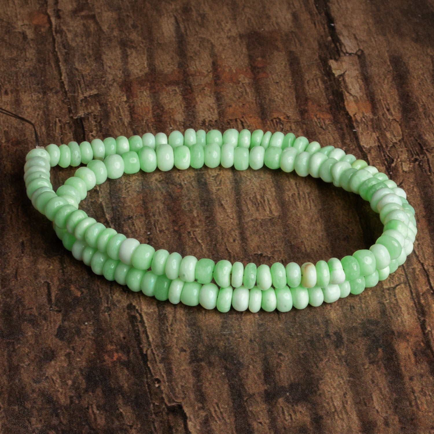 6mm Spring Green Opal Plain Rondelles 16 inch 105 beads - The Bead Traders