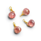6mm Strawberry Quartz Wire - Wrapped Heart Pendants 4 beads - The Bead Traders