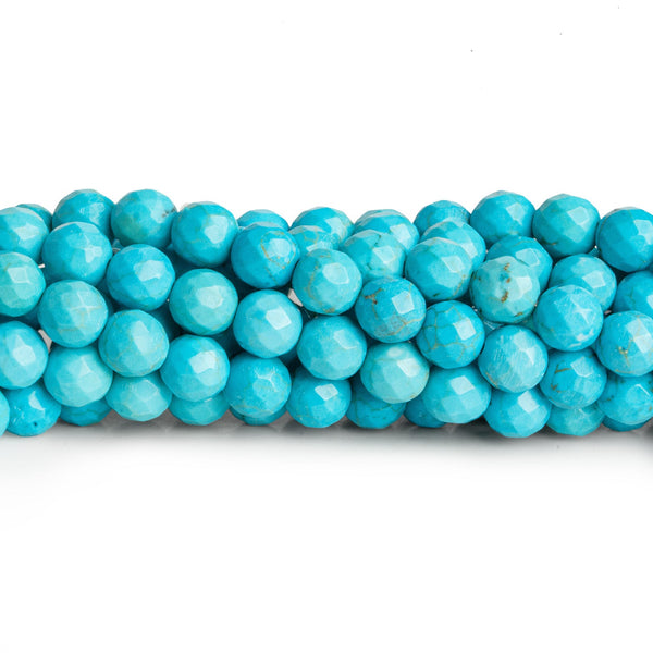 6mm Turquoise Magnesite faceted rounds 16 inch 65 beads