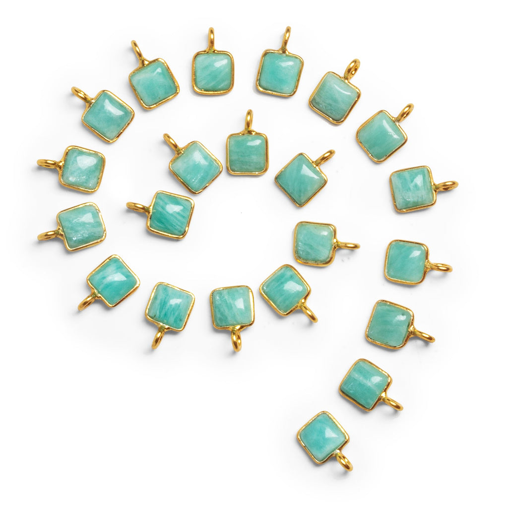 6mm Vermeil Bezeled Amazonite Cushion Pendant 1 Bead - The Bead Traders
