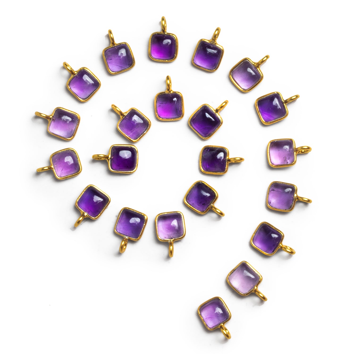 6mm Vermeil Bezeled Amethyst Cushion Pendant 1 Bead - The Bead Traders