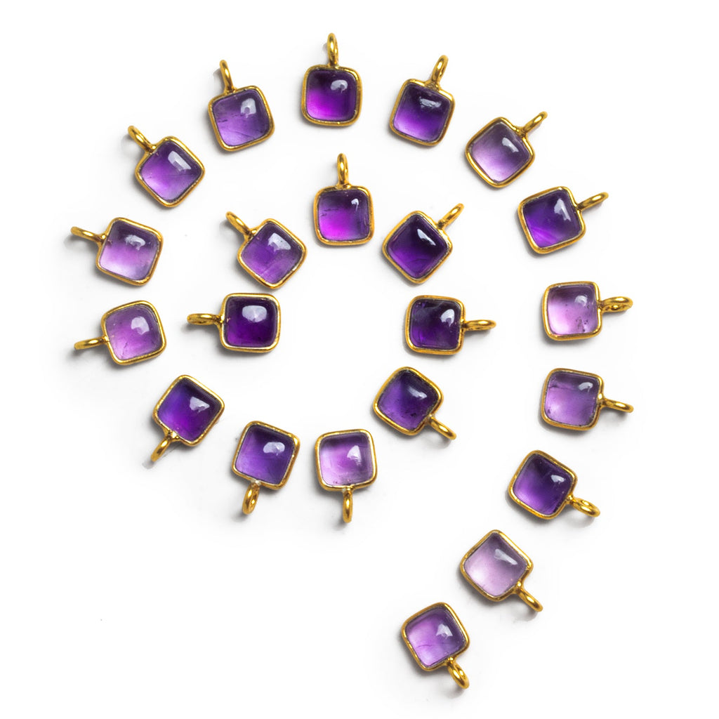 6mm Vermeil Bezeled Amethyst Cushion Pendant 1 Bead - The Bead Traders