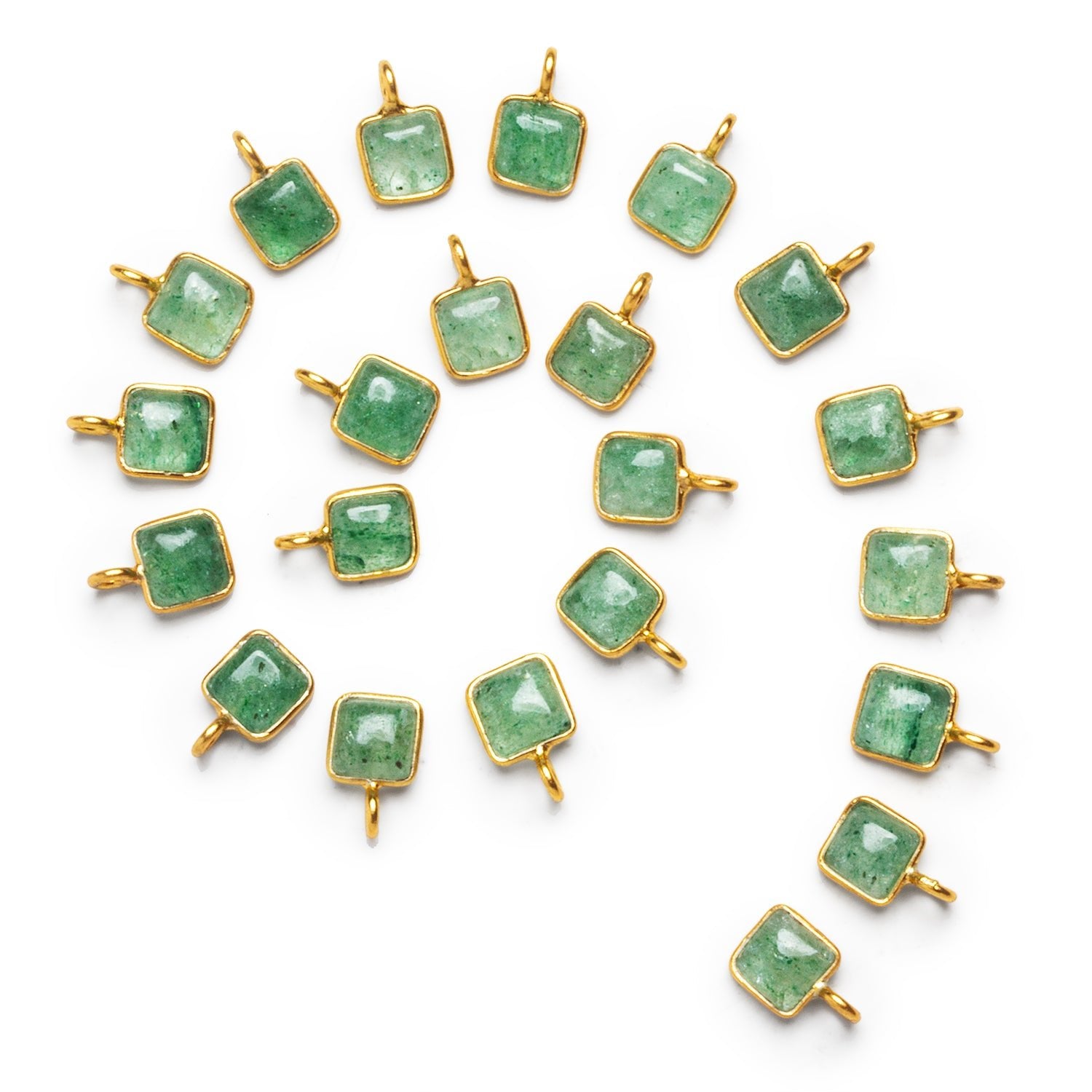 6mm Vermeil Bezeled Aventurine Cushion Pendant 1 Bead - The Bead Traders