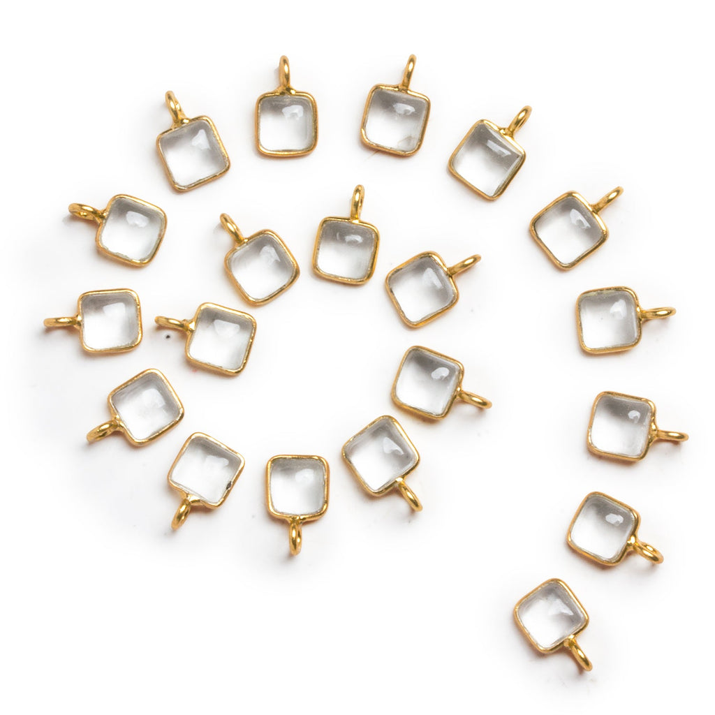 6mm Vermeil Bezeled Crystal Quartz Cushion Pendant 1 Bead - The Bead Traders