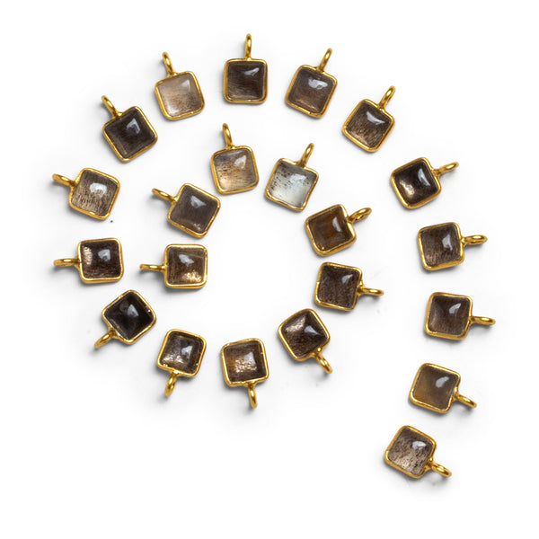 6mm Vermeil Bezeled Feldspar Cushion Pendant 1 Bead