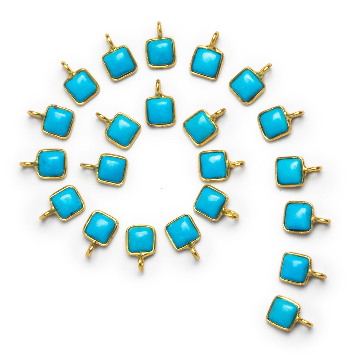 6mm Vermeil Bezeled Howlite Cushion Pendant 1 Bead - The Bead Traders