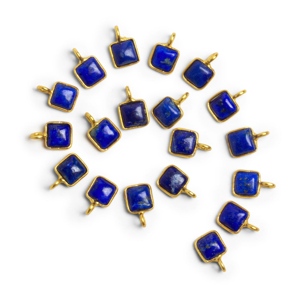 6mm Vermeil Bezeled Lapis Lazuli Cushion Pendant 1 Bead - The Bead Traders