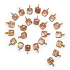 6mm Vermeil Bezeled Strawberry Quartz Cushion Pendant 1 Bead - The Bead Traders