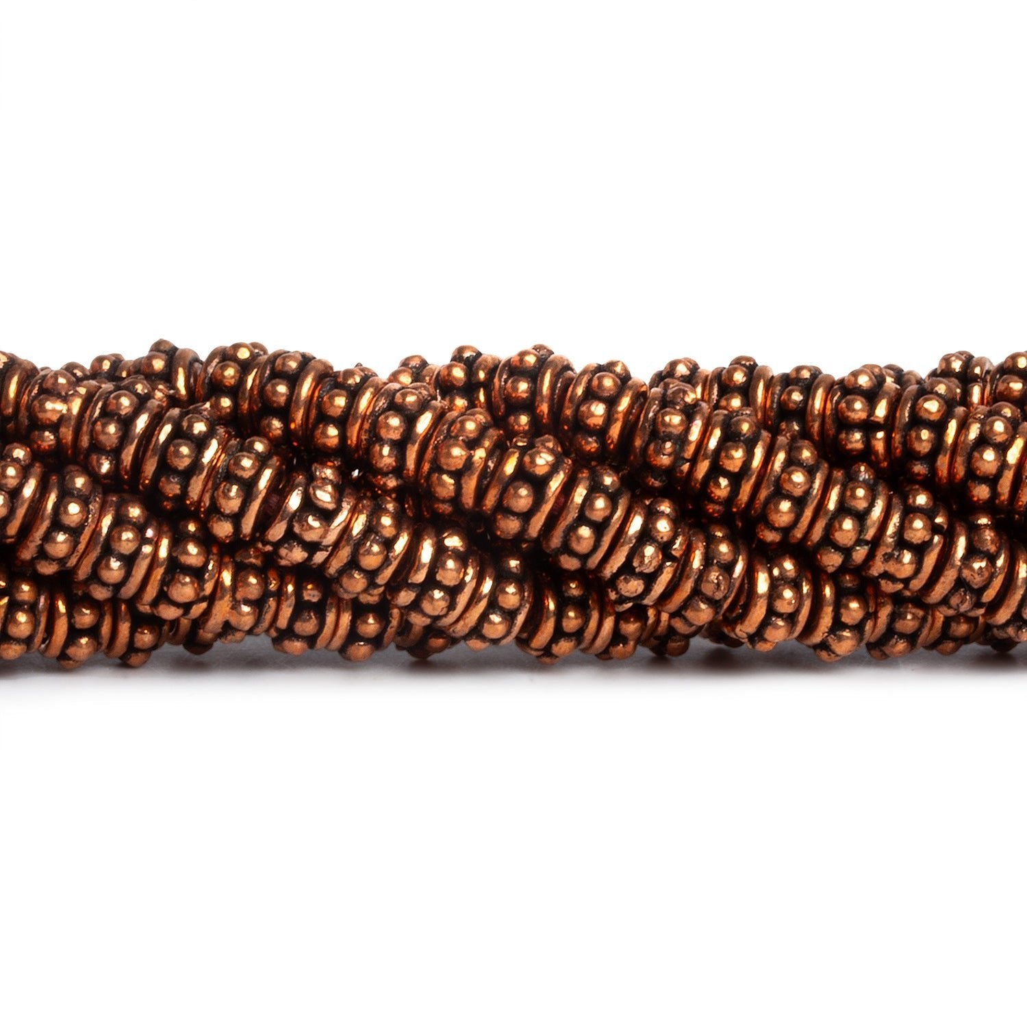 6x3.5mm Copper Daisy Ring Spacers 8 inch 52 beads - The Bead Traders