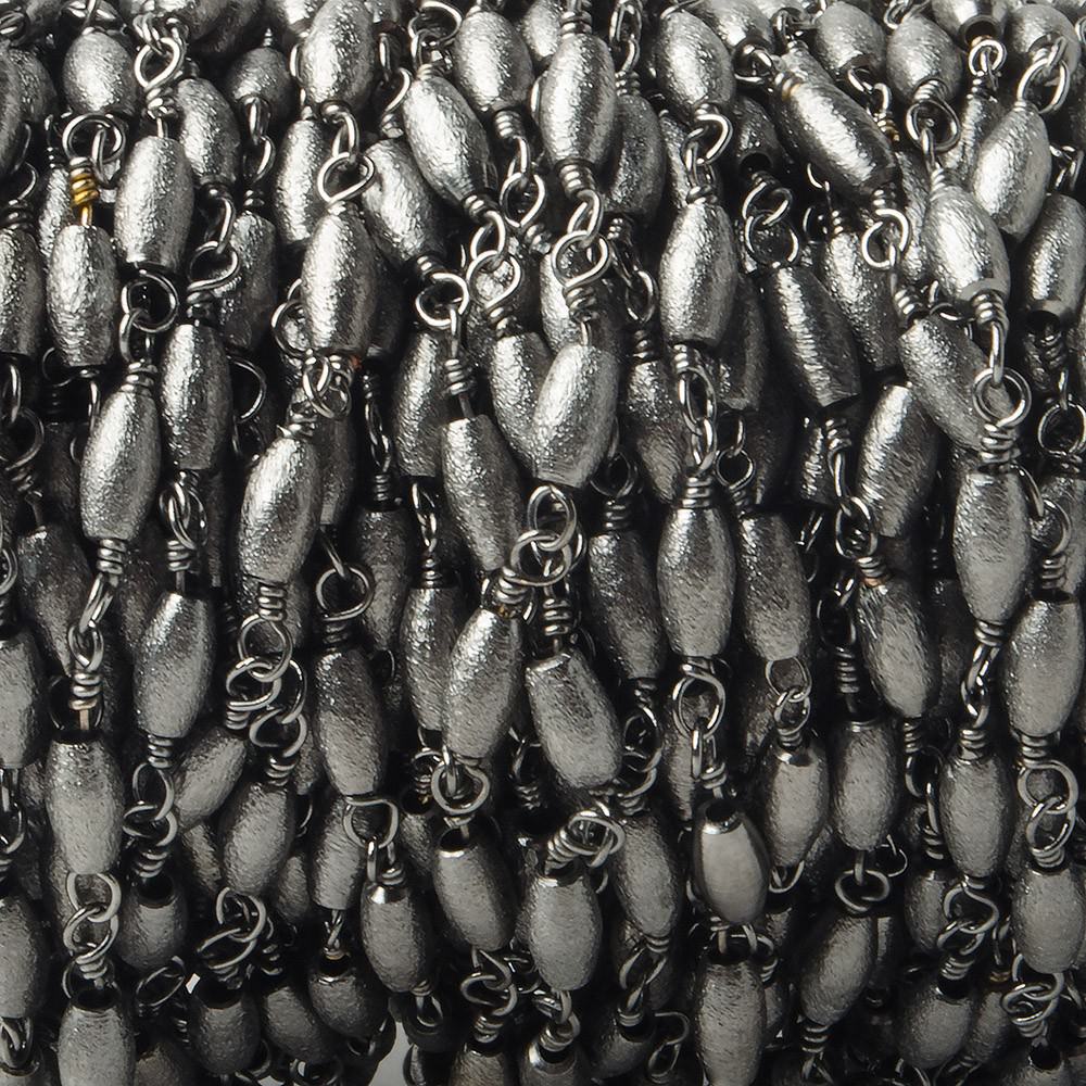 6x3mm Black Gold Brushed Rice Black Gold Chain 25 beads - The Bead Traders