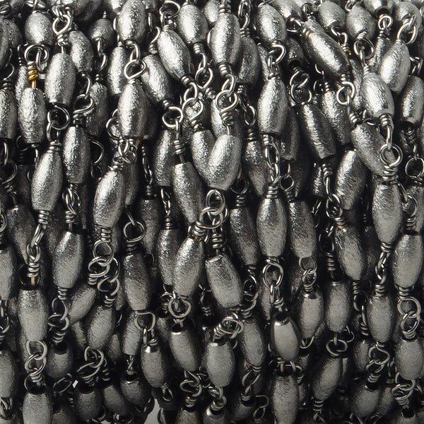 6x3mm Black Gold Brushed Rice Black Gold Chain 25 beads