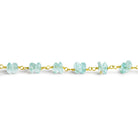 6x4mm Blue Quartz Double Nugget Gold Chain 58 beads - The Bead Traders