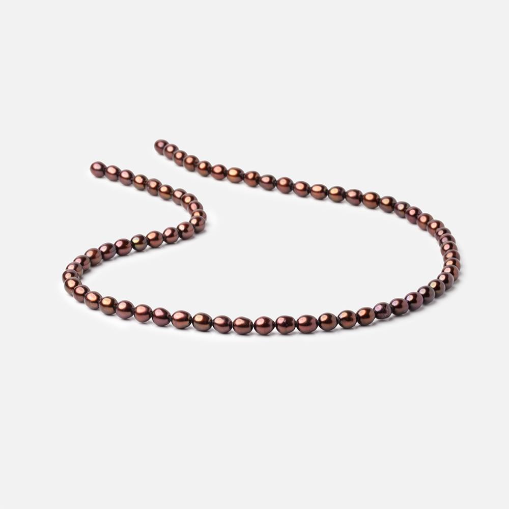 6x4mm Chocolate Straight Drilled Oval Pearls 15 inch 66 beads - The Bead Traders