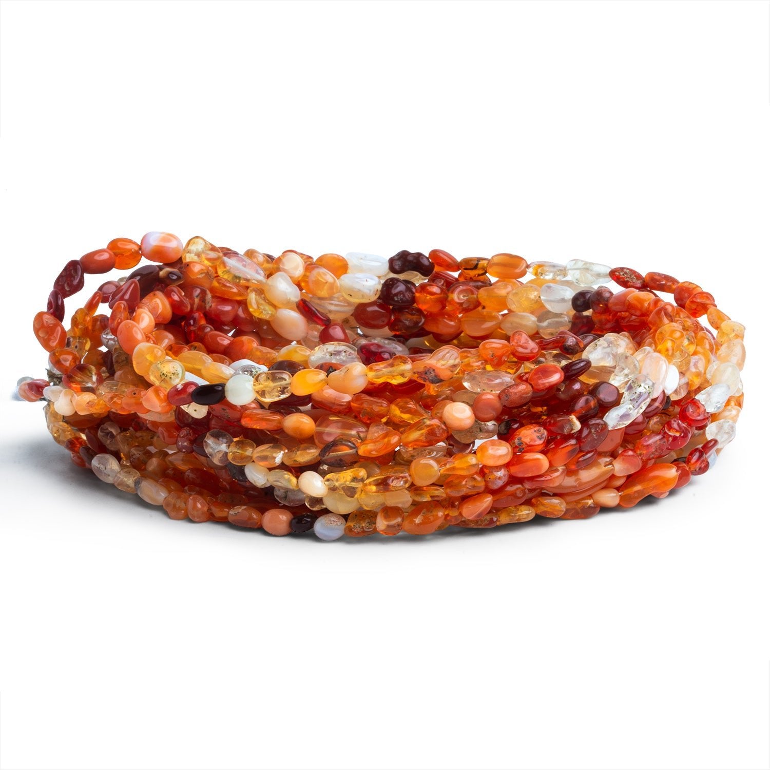 6x4mm Fire Opal Plain Nuggets 18 inch 85 beads - The Bead Traders