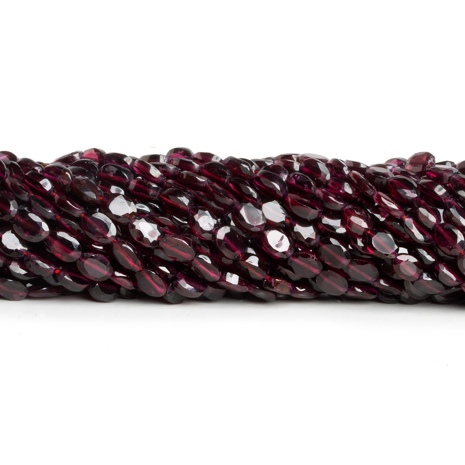 6x4mm Garnet Faceted Ovals 12 inch 55 beads - The Bead Traders