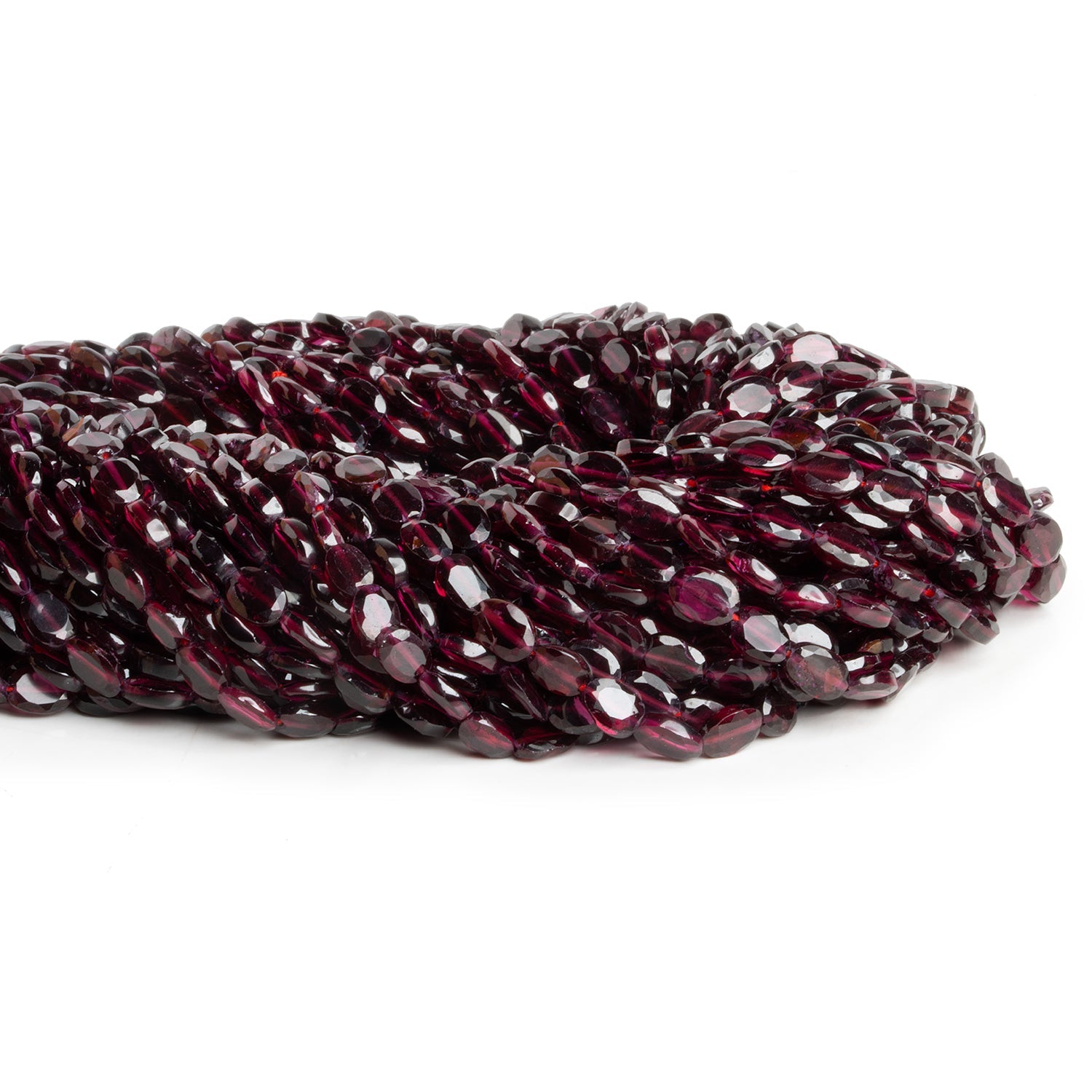6x4mm Garnet Faceted Ovals 12 inch 55 beads - The Bead Traders