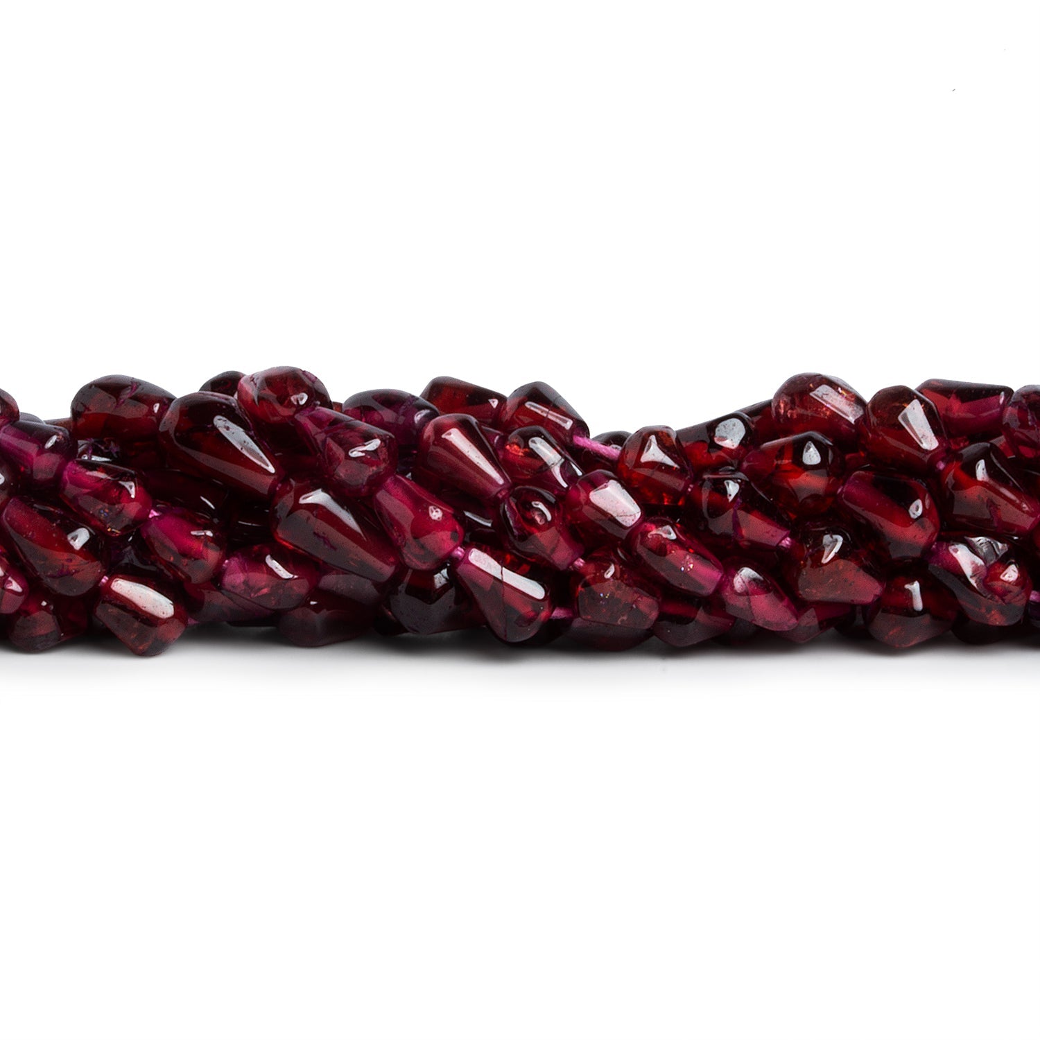 6x4mm Garnet Handcut Tubes 12 inch 53 beads - The Bead Traders