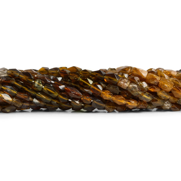 6x4mm Green & Brown Tourmaline Faceted Rectangles 12 inch 58 beads