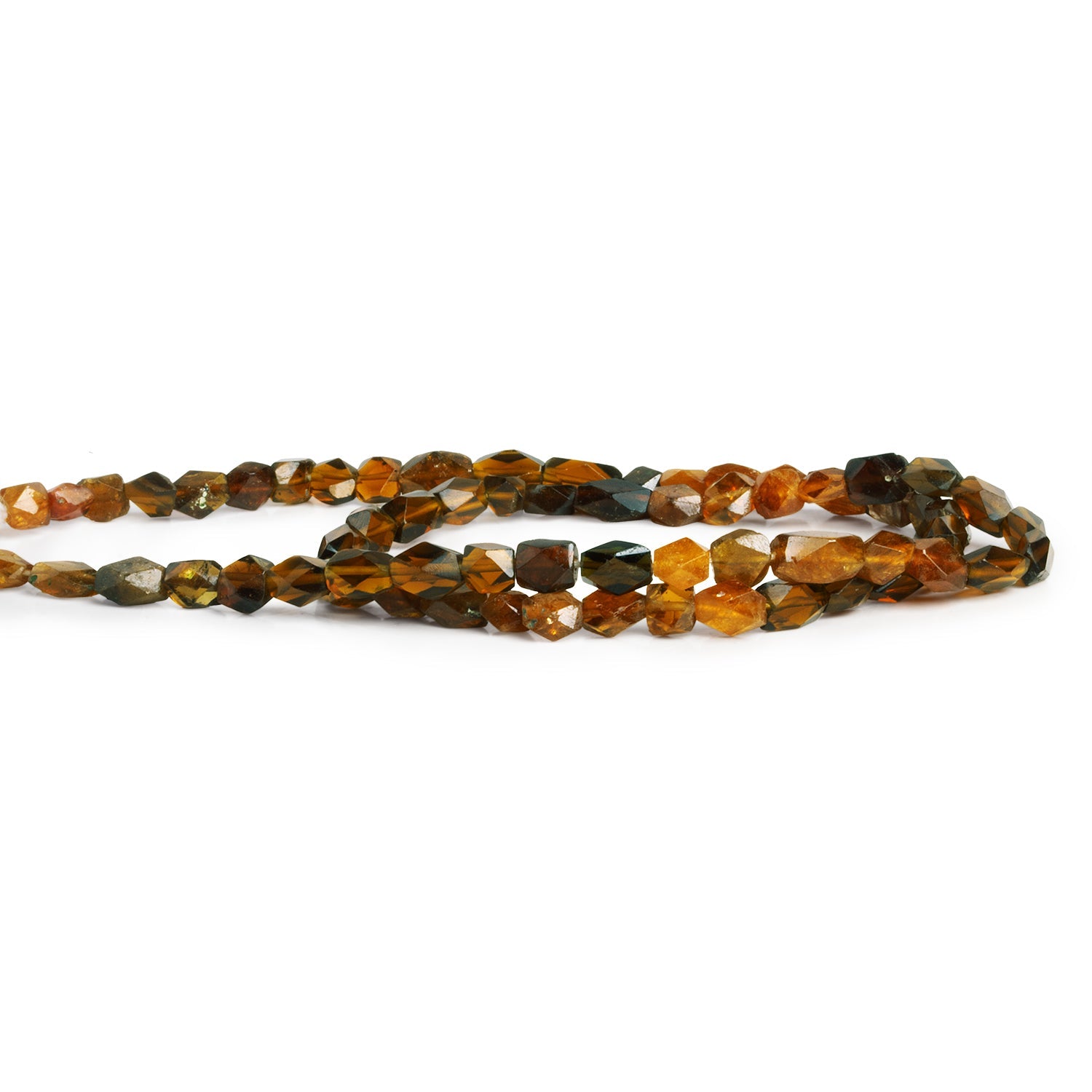6x4mm Green & Brown Tourmaline Faceted Rectangles 12 inch 58 beads - The Bead Traders