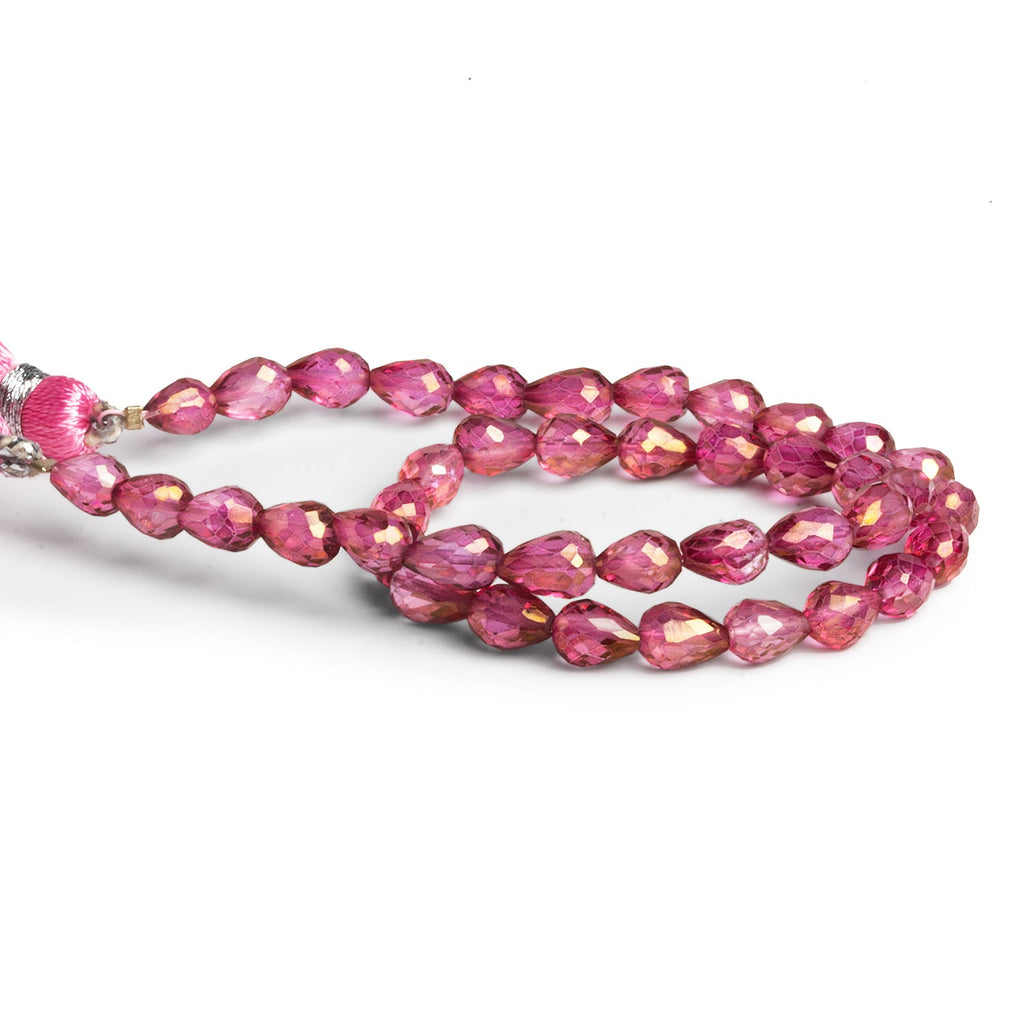 6x4mm Mystic Pink Topaz Faceted Teardrops 9 inch 38 beads - The Bead Traders