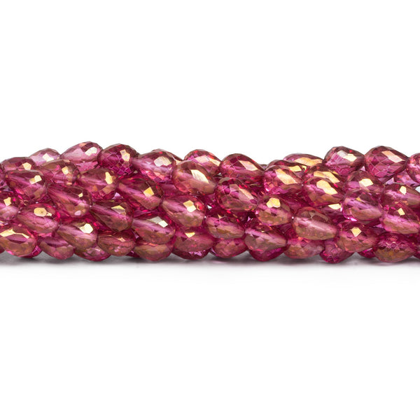 6x4mm Mystic Pink Topaz Faceted Teardrops 9 inch 38 beads