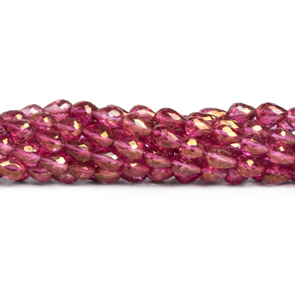 6x4mm Mystic Pink Topaz Faceted Teardrops 9 inch 38 beads - The Bead Traders