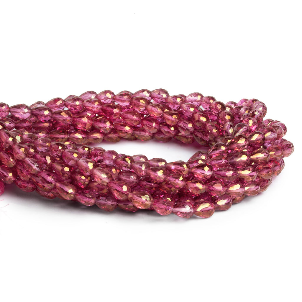 6x4mm Mystic Pink Topaz Faceted Teardrops 9 inch 38 beads - The Bead Traders