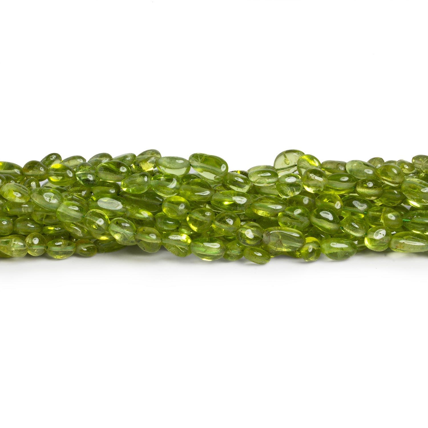 6x4mm Peridot Plain Oval Nuggets 18 inch 85 beads - The Bead Traders