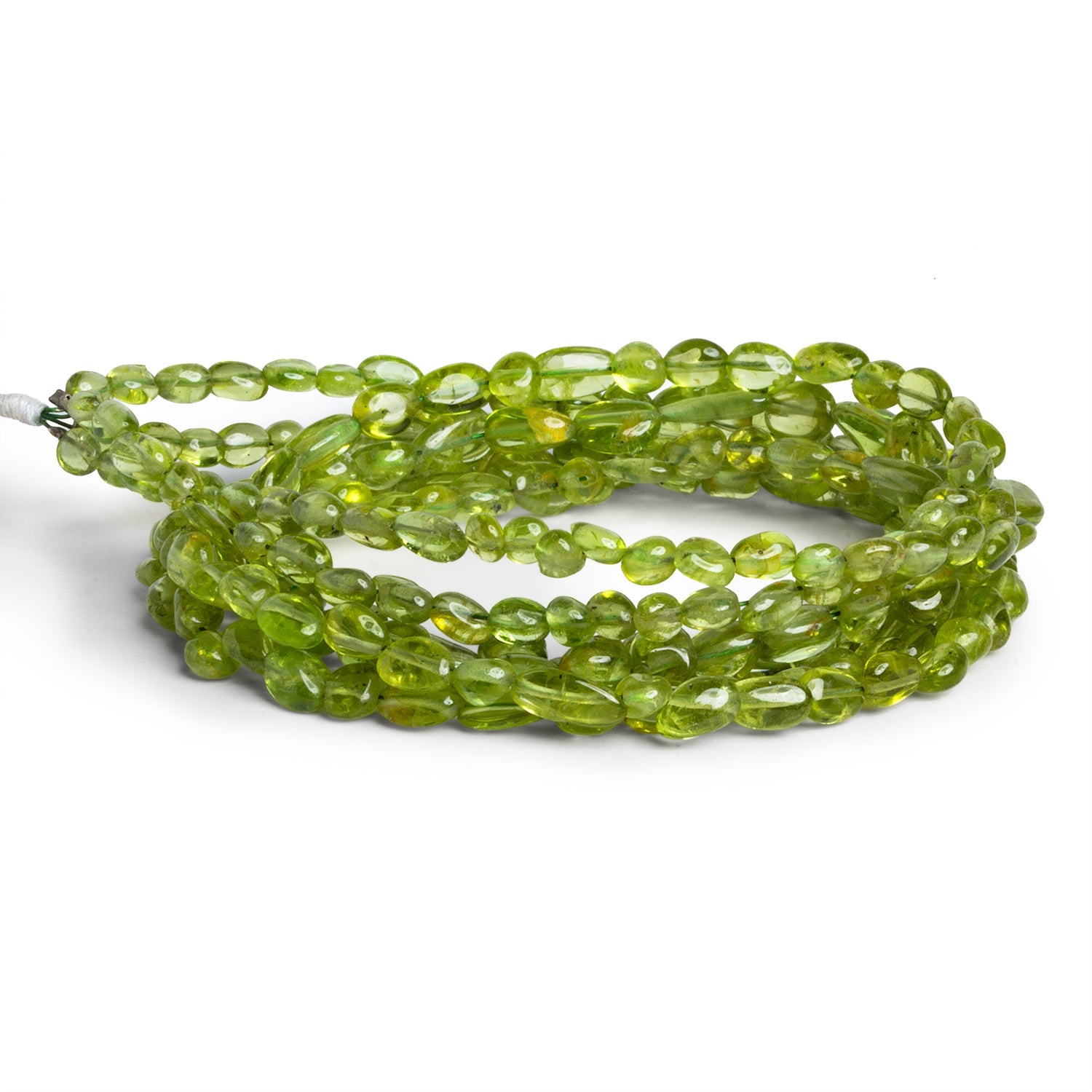 6x4mm Peridot Plain Oval Nuggets 18 inch 85 beads - The Bead Traders