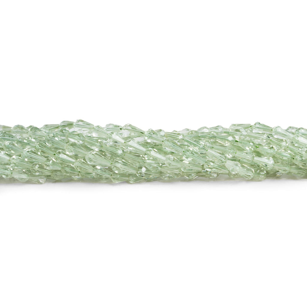 6x4mm Prasiolite Faceted Teardrops 14 inch 60 beads - The Bead Traders