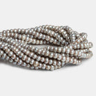 6x4mm Warm Silver 2.5mm Large Hole Off Round Pearls 15 inch 88 pieces - The Bead Traders