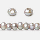 6x4mm Warm Silver 2.5mm Large Hole Off Round Pearls 15 inch 88 pieces - The Bead Traders