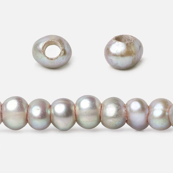 6mm Warm Silver 2.5mm Large Hole Off Round Pearls 15 inch 88 pieces