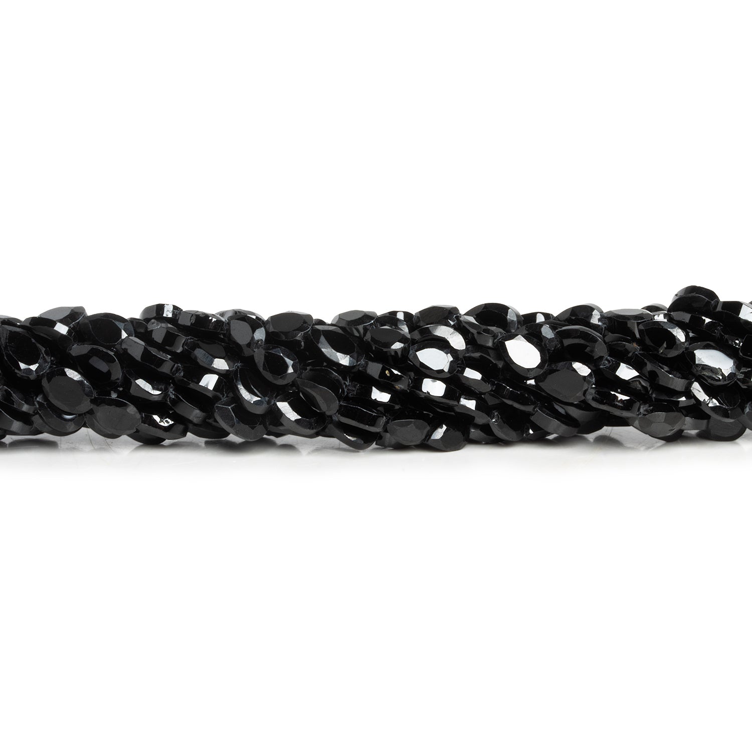 6x5mm Black Spinel Faceted Pears 12 inch 50 beads - The Bead Traders