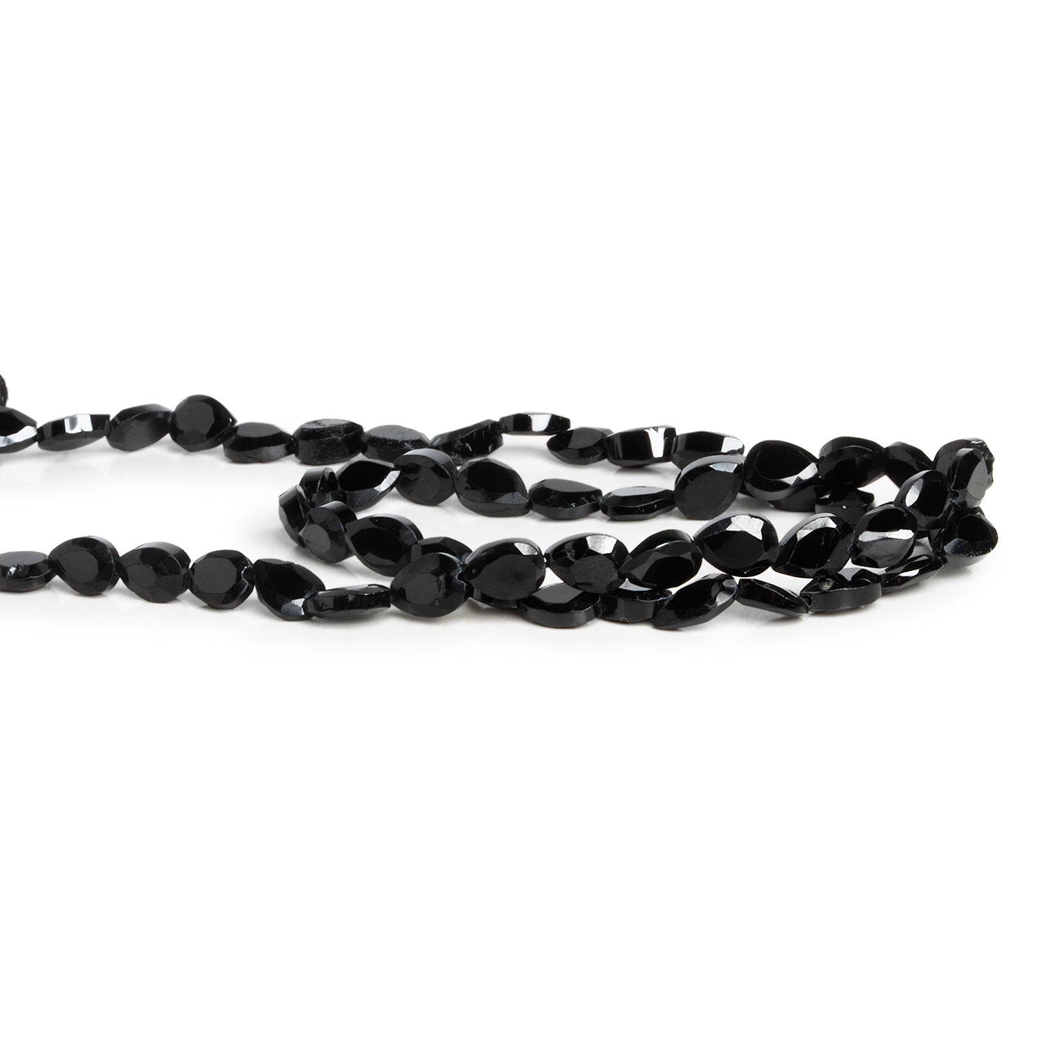 6x5mm Black Spinel Faceted Pears 12 inch 50 beads - The Bead Traders