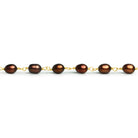 6x5mm Brown Oval Pearl Gold Chain 26 beads - The Bead Traders