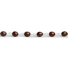6x5mm Brown Oval Pearl Silver Chain 26 beads - The Bead Traders