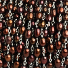 6x5mm Brown Oval Pearl Silver Chain 26 beads - The Bead Traders