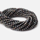 6x5mm Dark Green Peacock Off Round Pearls 15.5 inch 75 beads - The Bead Traders