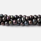 6x5mm Dark Green Peacock Off Round Pearls 15.5 inch 75 beads - The Bead Traders