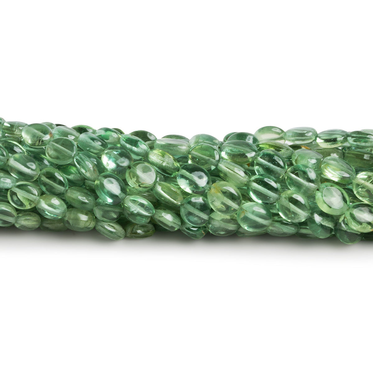 6x5mm Green Apatite Plain Ovals 16 inch 63 beads - The Bead Traders