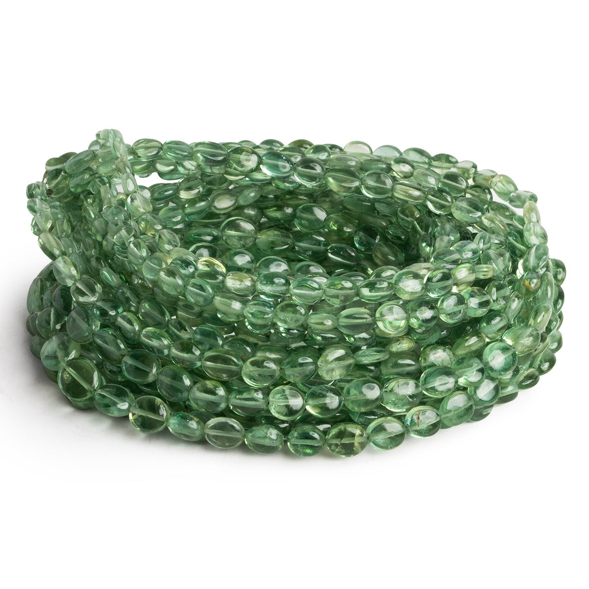 6x5mm Green Apatite Plain Ovals 16 inch 63 beads - The Bead Traders