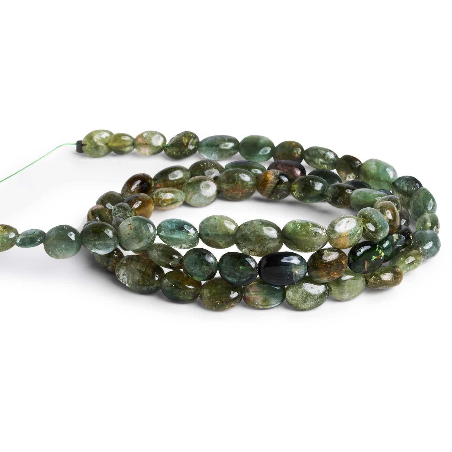 6x5mm Green Tourmaline Plain Ovals 16 inch 67 beads - The Bead Traders