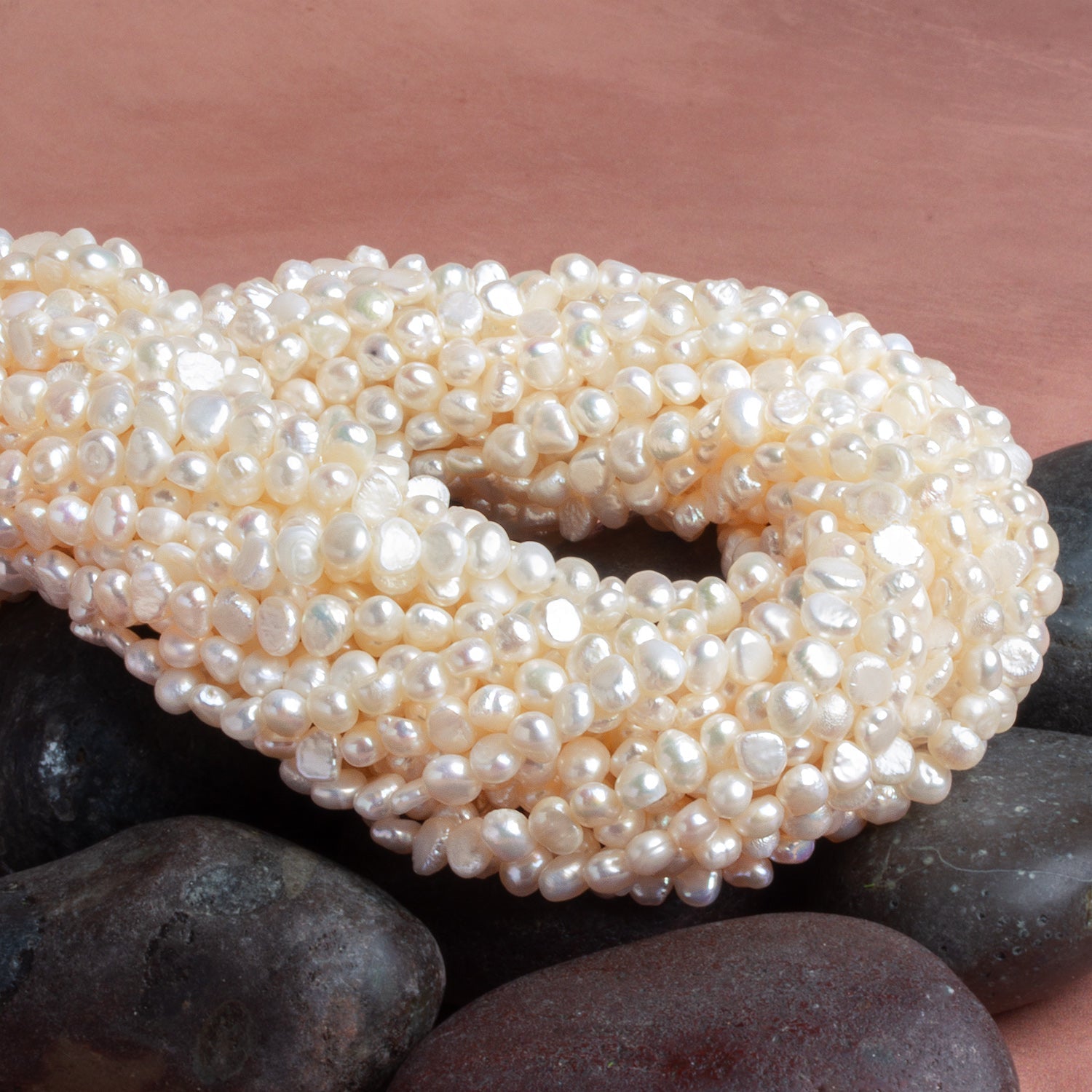 6x5mm Off White Baroque Pearls 16 inch 78 beads A Grade - The Bead Traders