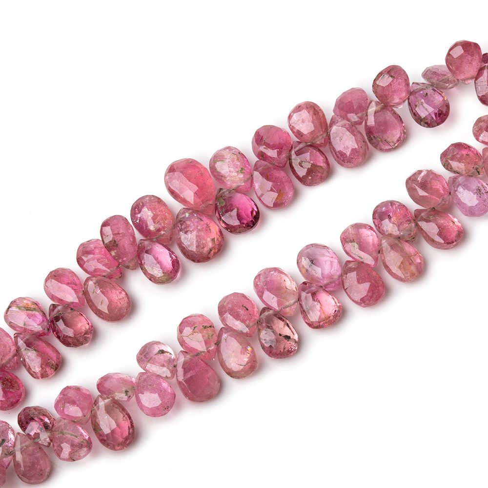 6x5mm Pink Tourmaline Faceted Pears Lot of Two Strands - The Bead Traders